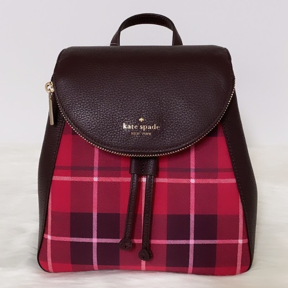 NewπKate Spade leila plaid medium flap backpack